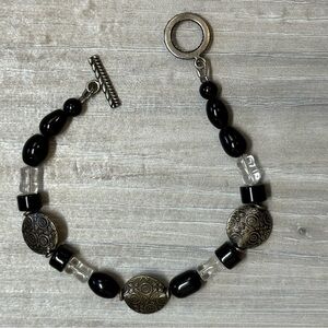Black and Silver Beaded Bracelet